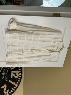 vintage linen blend textured button up top